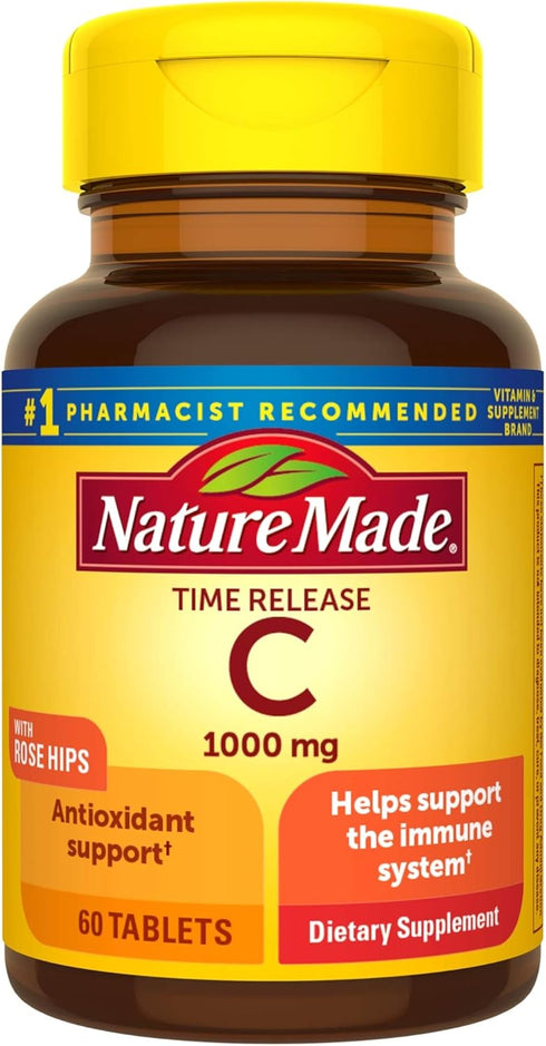 Nature Made Vitamin C 1000 mg Time Release Tablets with Rose Hips, 60 Count to Help Support the Immune System...