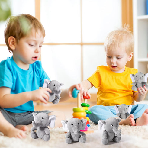 8 Pcs Plush Mini Elephant Stuffed Animal Toys 4 Inches Cute Soft Forest Elephant Toys for Baby Shower Birthday Party Christian Charity Donation Su...