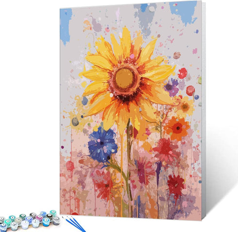 Tucocoo Sunflower Paint by Number for Adults Beginner, DIY Digital Oil Painting Kits on Canvas with Brushes and Acrylic Pigment, Beautiful Blossom...