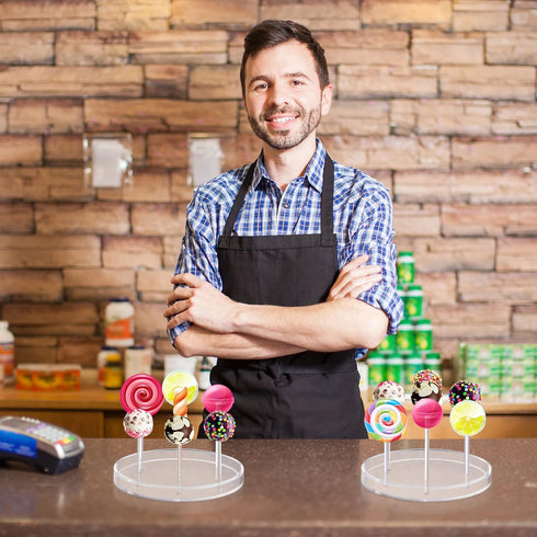 2 Pieces 7 Hole Acrylic White Cake Pop Stand Display Round Lollipop Holder for Rustic Sucker Stand Candy Holders for Wedding, Shower, Birthday Par...