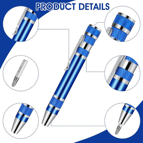 4 Pcs Pocket Screwdriver, 8 In 1 Multitool Pen Screwdriver Mini Screwdriver Set Handy Tool Magnetic Portable Screwdriver Crossing Flathead Screwdr...
