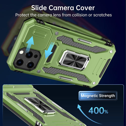 MERRO for iPhone 12 Case/iPhone 12 Pro Case with Screen Protector,Sliding Camera Cover,Military-Grade Cover with Magnetic Stand Phone Case 6.1" Ol...
