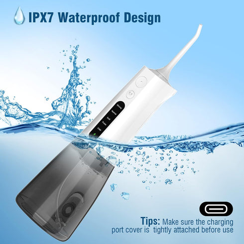Water Dental Flosser Cordless for Teeth - QFBUDR 5 Modes Dental Oral Irrigator, Portable Rechargeable IPX7 Waterproof Water Teeth Cleaner Picks fo...
