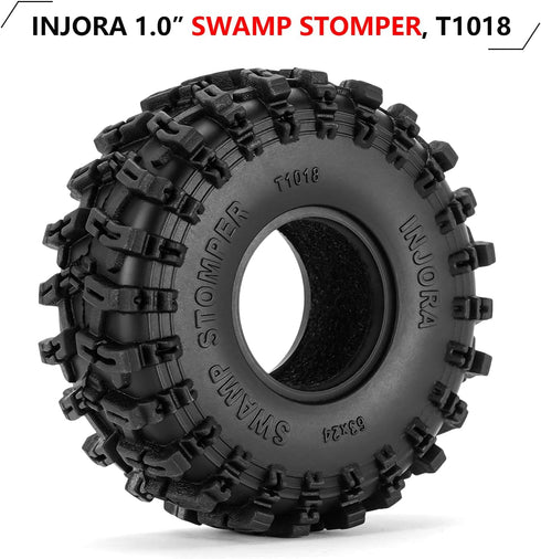 INJORA 1.0 Tires - S5 Swamp Stomper Crawler Tires for TRX4M AX24 SCX24 FCX24 1/18 1/24 RC Crawler Car, 63 * 24mm, T1018...