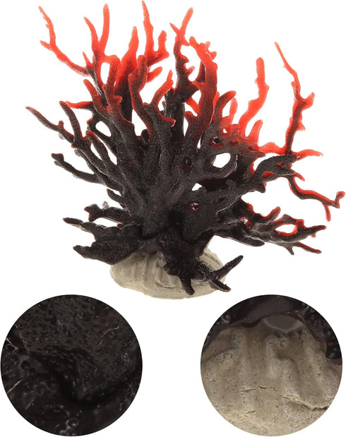 VOCOSTE Coral Reef Decor, Mini Faux Coral Decor for Aquarium Decorations, Black Red,6.5"x5.83"...