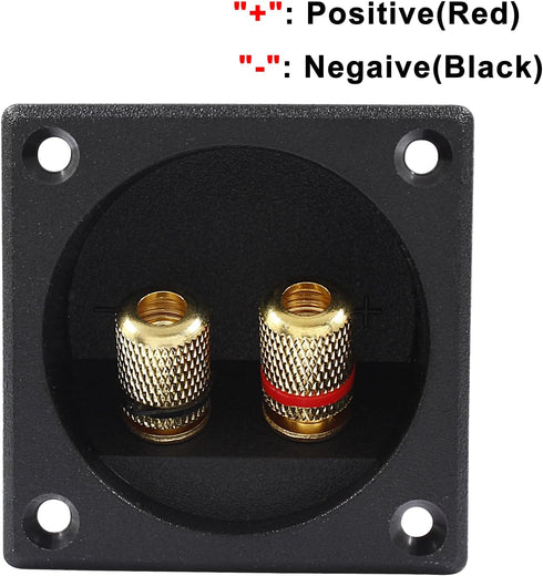 2-Way Speaker Box Terminal Cup, 2.2 Inch Square Stereo Screw Cup Connectors, Home Stereo Screw Cup Connectors, Pack of 2...