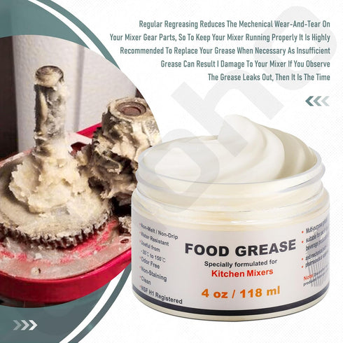 4 oz Food Grade Grease for kitchenaid stand mixer, Maintain The Performance of Your Machine and Extend Service Life, with 9709511 4162324 Gasket...