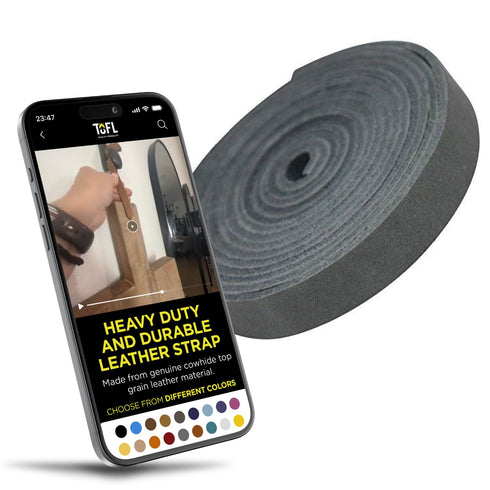 TOFL Genuine Top-Grain Leather Strap | 72 Inches Long | 1/2 Inch Wide | 1/8 Inch Thick (7-8 oz) | 1 Leather Strip for DIY Arts & Craft Projects, C...