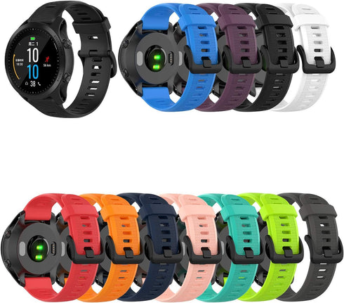 3-Pack Silicone Bands for Garmin Forerunner 945 Smartwatch Replacement Strap (Black, White, Green)...