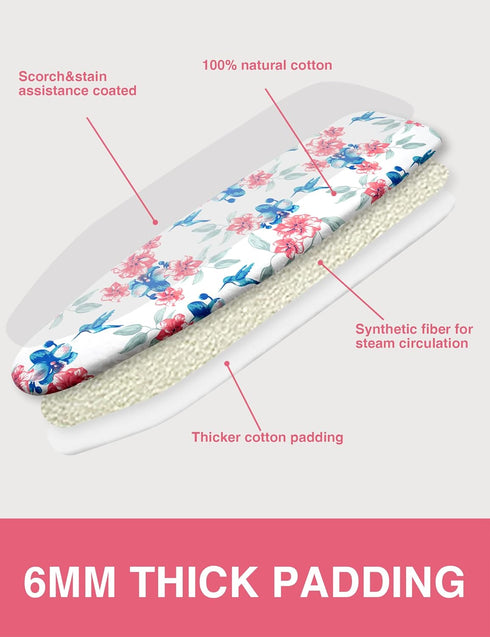Extra Thick Ironing Board Cover and Pad, Resist Scorching and Staining, 15x54 Reflective Silicone Ironing Board Cover, Elastic Edges, 4 Fasteners,...