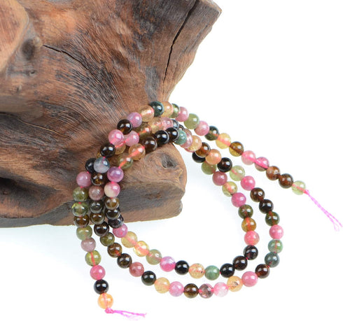 AD Beads Natural Watermelon Tourmaline Round Gemstone Beads15.5 (4mm)...