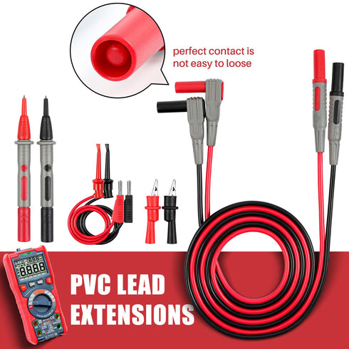 AstroAI 8Pcs Multimeter Test Leads Set with Alligator Clips, Plunger Test Mini Hooks and Test Probes 1000V 10A CAT III & CAT IV 600V for Fluke, KA...