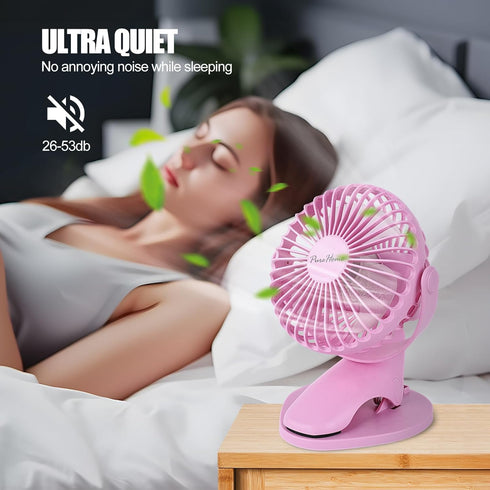 Portable Clip Fan Battery Operated,3 Speeds USB Rechargeable Mini Table Fan with Strong Airflow,360°Rotation Ultra Quiet Personal Desk Fan for Hom...