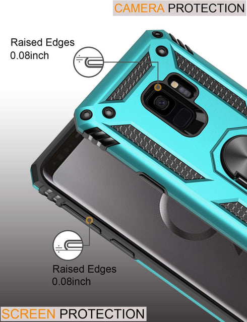 LUMARKE for Galaxy S9 Case,Pass 16ft. Drop Tested with Magnetic Ring Kickstand Compatible with Car Mount Holder,Military Grade Protective Phone Co...