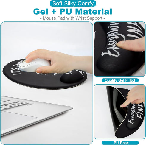 Large Mouse Pad with Wrist Rest Dia 9.45 inch, Mouse Pads for Desk, Cute Round Ergonomic Mouse Pad, Gel Mousepad Wrist Support for Computer Laptop...