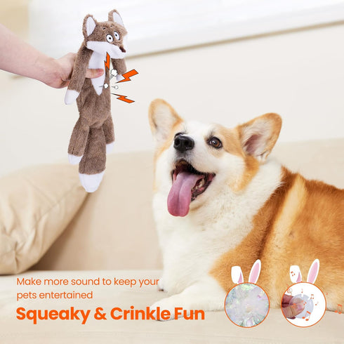 HGB Squeaky Dog Toys, No Stuffing Crinkle Dog Toys for Large Medium Small Dogs, Interactive Dog Toys to Keep Them Busy, Plush Dog Chew Toys for Bo...