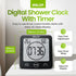 BALDR Digital Shower Clock with Timer - Black - Water-Resistant Shower Timer, Countdown Timer Clock with Temperature and Humidity, Digital Clock f...