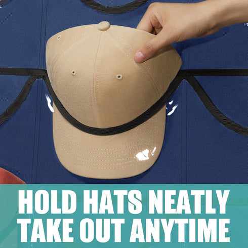 Hat Rack for Baseball Caps 27 Pockets - Hat Organizer Hanging Over The Door Baseball Hat Storage for Closet Wall - Visible Hat Holder With 3 Hooks...