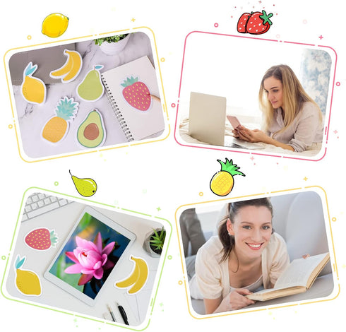 Cobee Cute Fruit Sticky Notes, 6 Pack Large Fruit Cartoon Sticky Notes Fruit Shape Markers Flags Cartoon Large Self-Stick Memo Pads Students Home ...