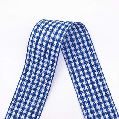 VIVIQUEN Blue Gingham Ribbon Checkered Ribbon 1-Inch 25 Yard Each Roll 100% Polyester Woven Edge (Blue)...