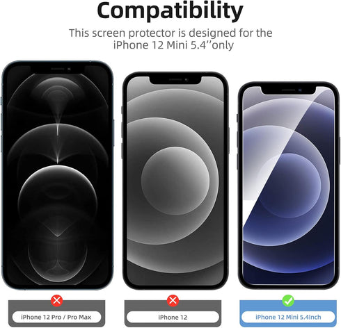 NEW'C 4 Pack, 2 Pack Screen Protector for iPhone 12 Mini + 2 Pack Camera Lens Protector, Sensor Protection,Case Friendly Tempered Glass Film...