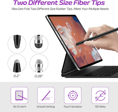 24-Pack Replacement Mesh Fiber Tips & Rubber Tips only Compatible with Granarbol 4-in-1 Stylus Touch Screen Pen 0.20-inch(5mm) & 0.28-inch(7mm) Se...