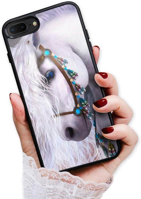 for iPhone 8 Plus, iPhone 7 Plus, Art Design Soft Back Case Phone Cover, HOT12320 White Horse Princess 12320...