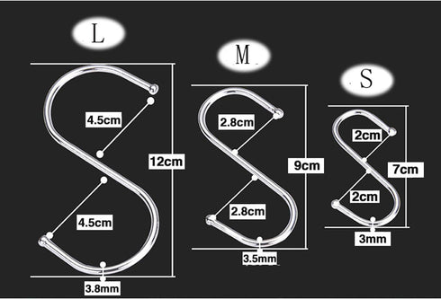 Heavy Duty Metal Chrome Plated S Shape Hooks, Set of 10 (Large)...