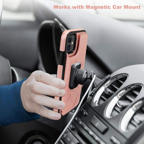 Vaburs Compatible with iPhone 11 Case Wallet with Card Holder, Embossed Butterfly Premium PU Leather Double Magnetic Buttons Flip Shockproof Prote...