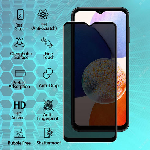 [2+2 Privacy Screen Protector for Samsung Galaxy A14 5G (2 Pack) Front Private Tempered Glass Screen Protector +(2 Pack) Camera Lens Protector, An...