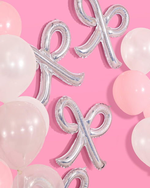 xo, Fetti Party Decorations Pink Latex + Iridescent Foil Bow Balloons - 20 pk | Bachelorette Decorations, Bow Birthday Party, Bridal Engagement De...