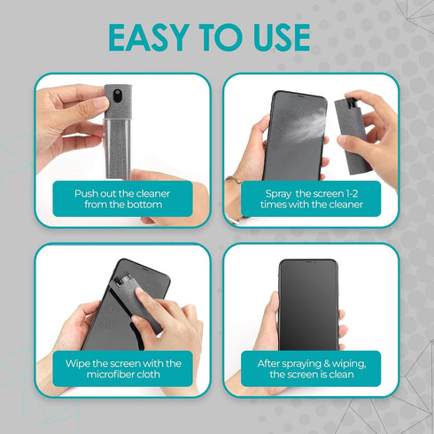 Screen Cleaner Spray and Wipe by Finestic, Electronic Computer Screen Cleaner with Microfiber Cleaning Cloth, Touchscreen Mist Cleaning Kit for Ca...