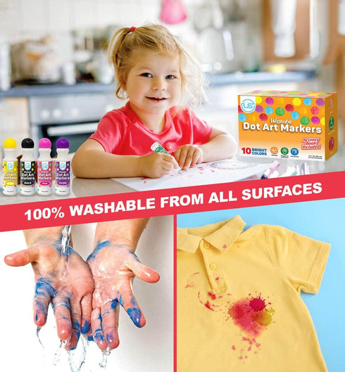 Dot Markers | Bingo Daubers 10 Washable Color Dot Markers For Toddlers, Toddler Activities, Bingo Markers and Activity Book, Toddler Arts And...