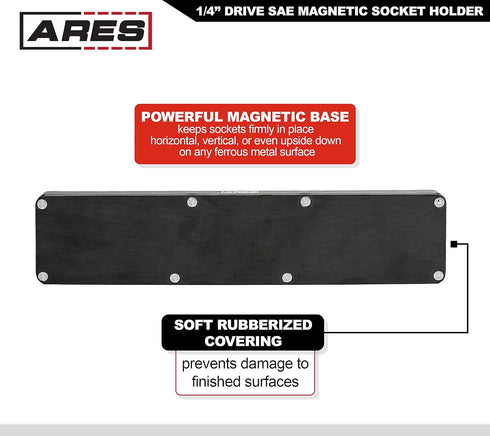 ARES 70232-26-Piece 1/4-Inch SAE Magnetic Socket Organizer - 13 Standard Size and 13 Deep Size Socket Holder - Keeps Your Tool Box Organized...
