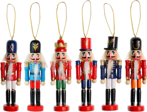 Ornativity Nutcrackers Hanging Ornament Figures - Christmas Mini Wooden King and Soldier Nutcracker...