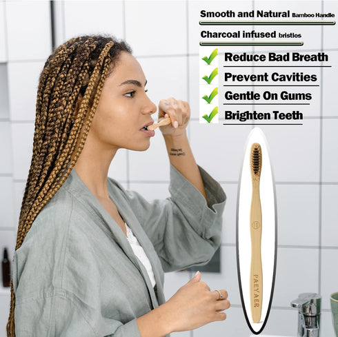 8 Count Biodegradable Bamboo Toothbrushes - Natural Toothbrush Value Pack - Extra Soft Toothbrush for Adults, Good for Sensitive Teeth and Gums...