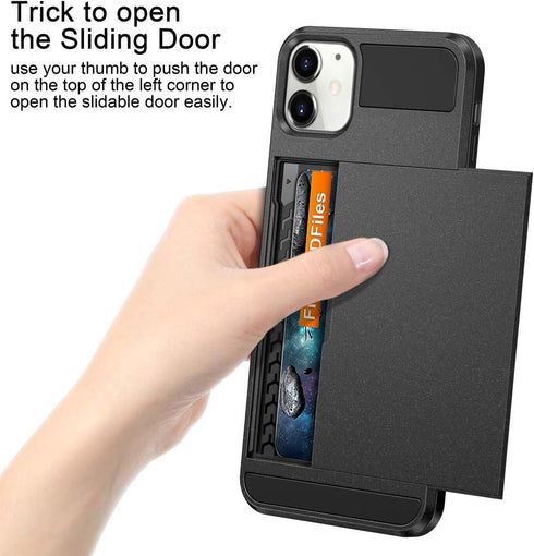 Vofolen Case for iPhone 11 Case Wallet Credit Card Holder ID Slot Sliding Door Hidden Pocket Anti-Scratch Dual Layer Hybrid Bumper Armor Protectiv...