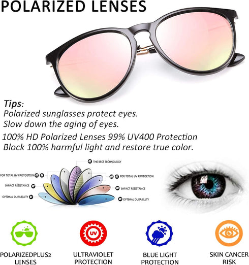 FEISEDY Polarized Sunglasses Women Men Vintage Round Classic Mirrored Sun Glasses B2571...