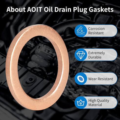 M12 Copper Oil Drain Plug Crush Washer Gasket Fits for BMW, M12 x 17 x 1.5, 10 Pack...