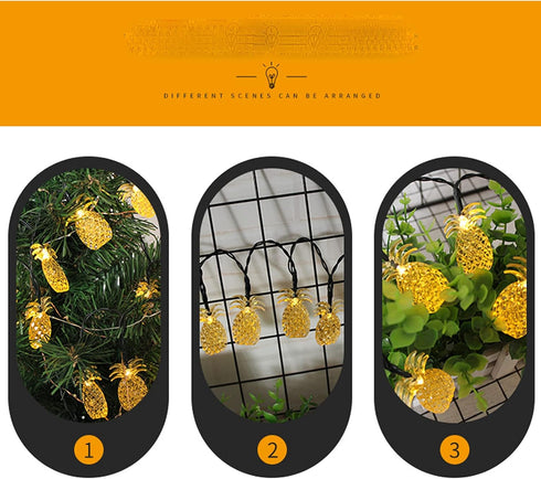 SNOMYRS Solar String Lights Outdoor 13Ft 20 LED Solar Pineapple String Lights with 8 Lighting Modes Fairy Lights for Garden Yard Lawn Patio Party ...