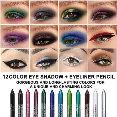 Amy's Diary 6Pcs Blue Colored Glitter Eyeliner Pencil Set, Dark Light Blue Green Purple Red Pink...