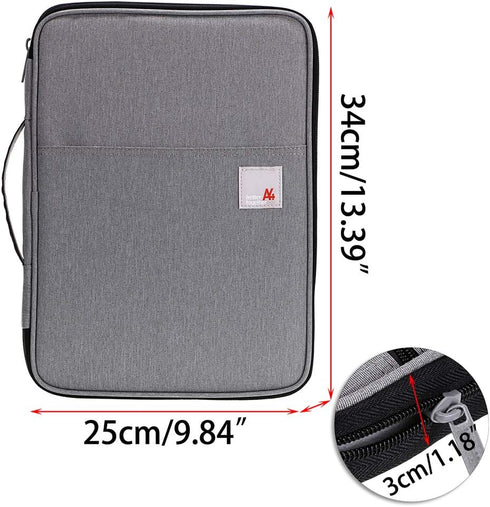BTSKY New Universal A4 Document Bags Portfolio Organizer- Waterproof Travel Gear Organizer Zipper Case/Document File Bag for Ipads, Notebooks, Pen...