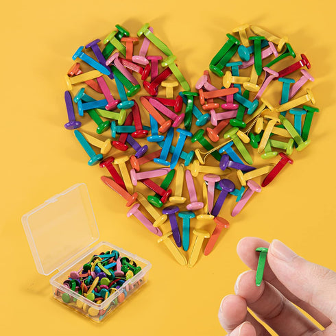 AJulyBee 100Pcs Brads Metal Brad for Paper Crafts, Multicolor Paper Fastener in a Box, Bass Fasteners for Scrapbooking DIY(8 x 20 mm)...