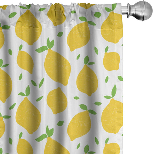 Ambesonne Lemons Window Curtains, Continuous Modern Summer Themed Tasty Citrus Fruits Illustration, Lightweight Decor 2-Panel Set with Rod Pocket,...
