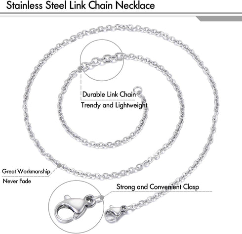 30 Pack 24 Inch Necklace Chain Stainless Steel Link Cable Chain Necklace with Lobster Clasps for DIY Jewelry Making...