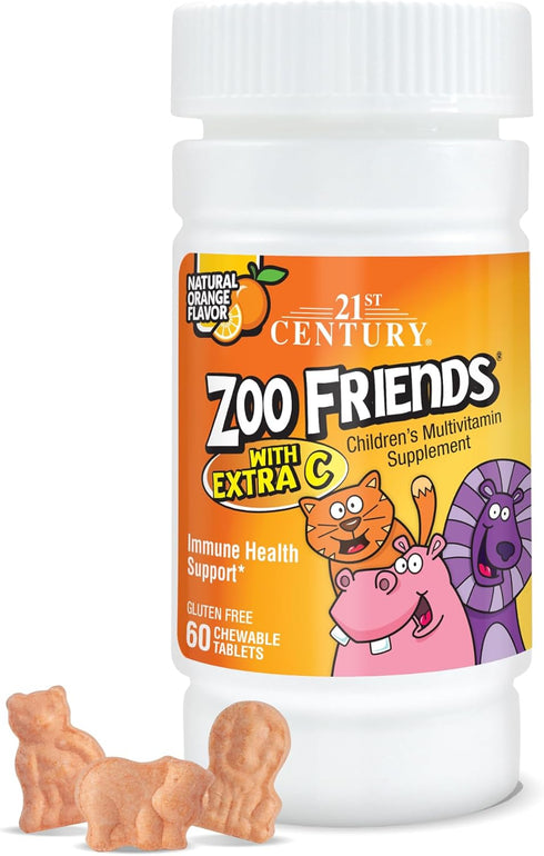 21st Century Zoo Friends with Extra C Chewable Tablets, 60 Count...