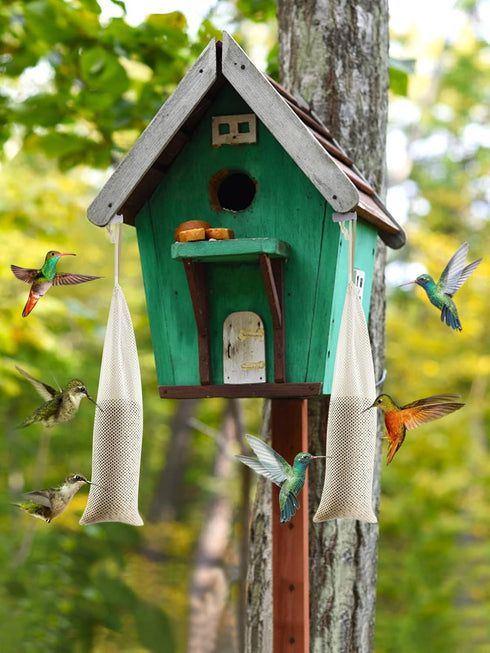 6 Pcs Finch Sock Feeder for Outdoor, Durable Thistle Seed Feeder Sacks with Food Grade Funnels, Wild Bird Food Supply Tools for Garden Yard Wild F...