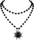 Sacina Gothic Black Sun Necklace, Black Sun Crystal Pendant, Black Bead Choker Necklace, Gothic Necklace, Goth Necklace, Halloween Christmas New Y...