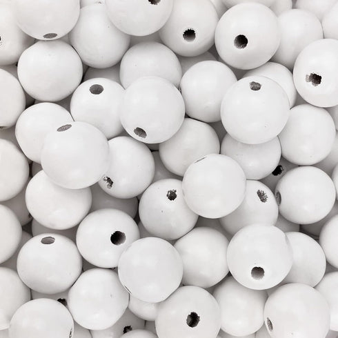 100 Painted White Wood Beads 20mm or 3/4 Inch Wood Beads with 3mm Hole...