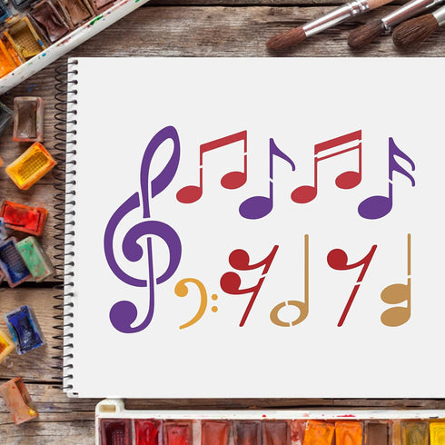 FINGERINSPIRE Music Note Stencil 29.7x21cm Plastic Music Note Drawing Painting Stencils Rectangle Reusable Notes Stencils for DIY Music Theme Craf...